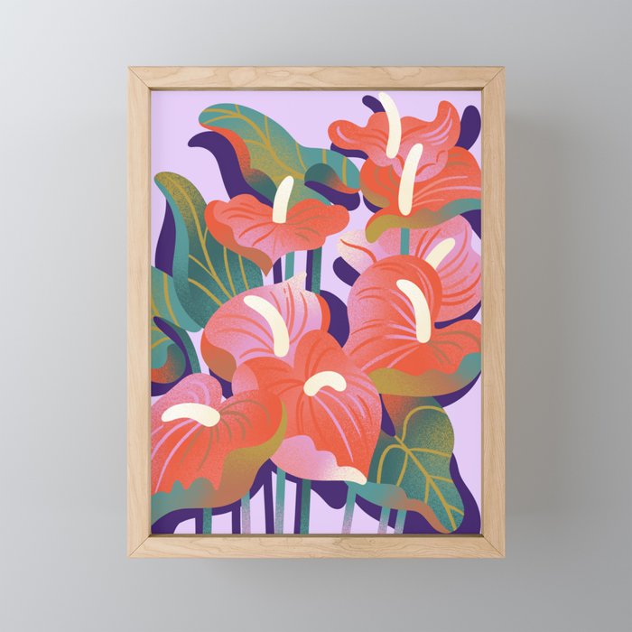 Anthurium on Lavender Background Framed Mini Art Print