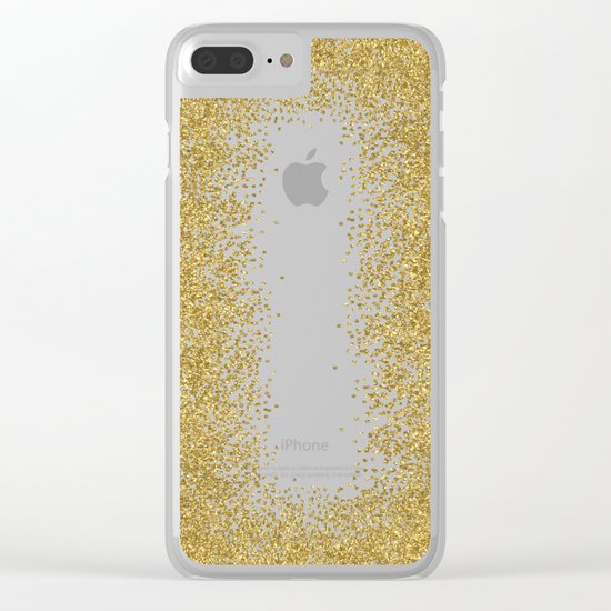 Sparkling gold glitter confetti on black background- Luxury pattern Clear iPhone Case