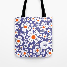 Modern Periwinkle and Orange Daisy Flowers Tote Bag