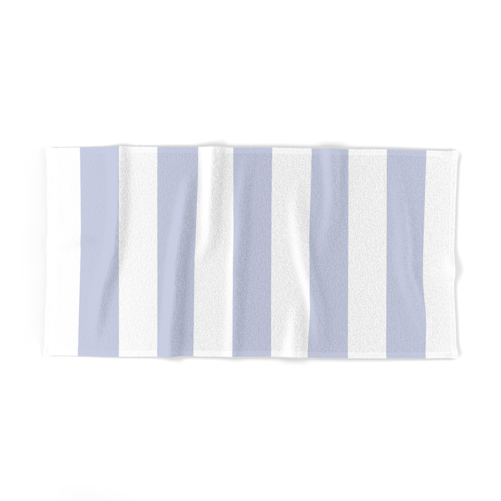 Light Periwinkle Blue - Solid Color - White Vertical Lines Pattern Bath Towel by makeitcolorful
