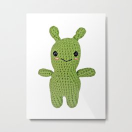 Cute Alien Crochet Amigurumi Metal Print