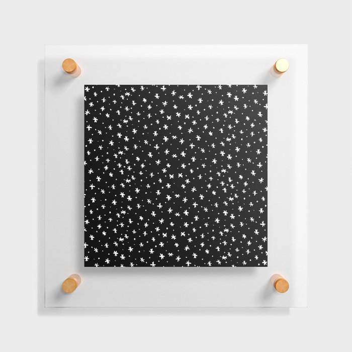 Stars and dots - black and white Floating Acrylic Print