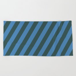 [ Thumbnail: Dark Slate Gray and Blue Colored Striped/Lined Pattern Beach Towel ]