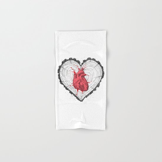 wooden heart Hand & Bath Towel