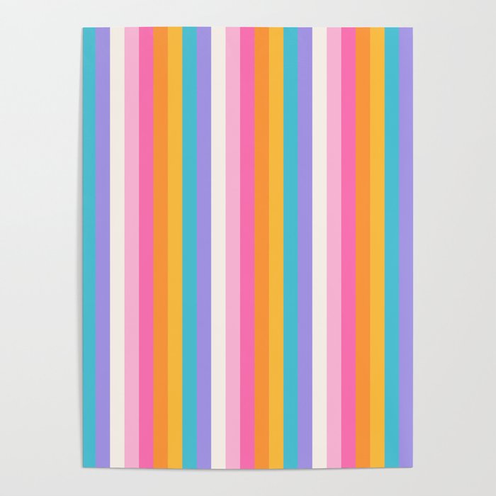 Neon Rainbow Stripes - Small Poster