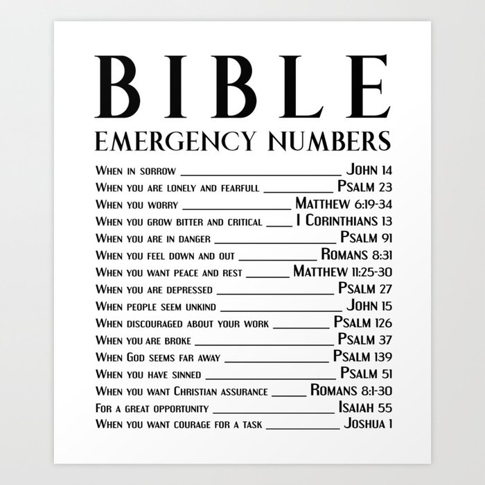 Bible Emergency Numbers Art Print By ShamanShore Society6 bible-emergency-numbers-art-print-by-shamanshore-society6
