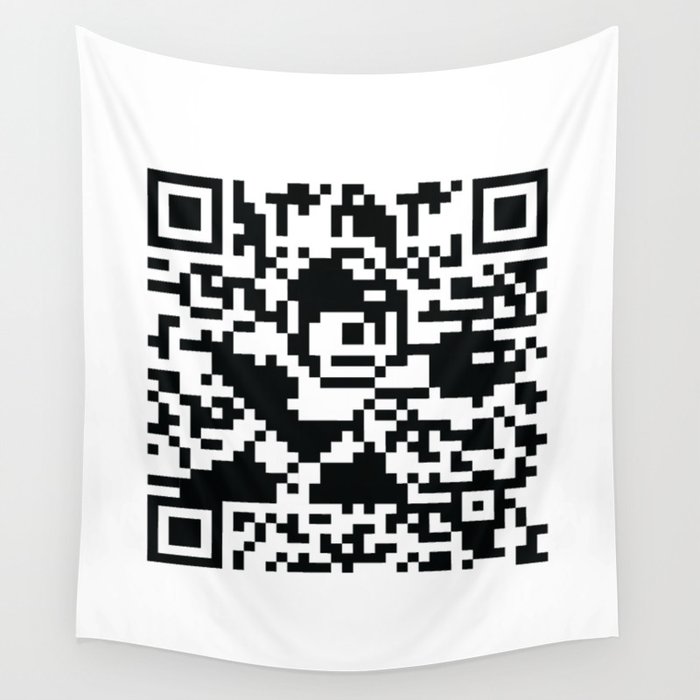 Mega Man QR Code 8-Bit Art Wall Tapestry