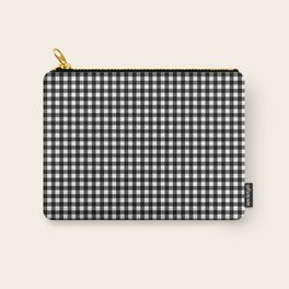 Small Classic Gingham Check Plaid Pattern in Black and White Carry-All Pouch
