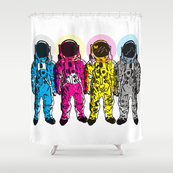 CMYK Spacemen Shower Curtain