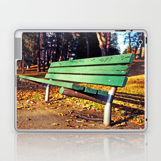 Autumn park bench Laptop & iPad Skin