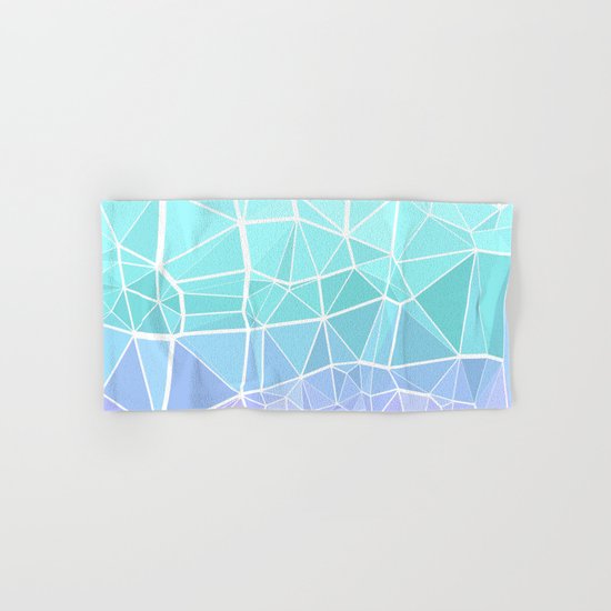 Cyan, Turquoise, and Purple Triangles Hand & Bath Towel