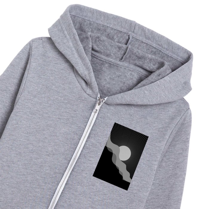 Abstraction_SUNRISE_SUNSET_BLACK_WHITE_MONO_MINIMAL_POP_ART_0802B Kids Zip Hoodie