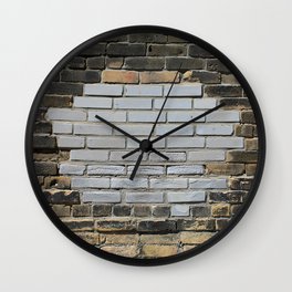 Rustic Patched Brick Wall Wall Clock