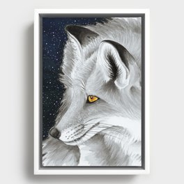 Silver Fox Galaxy Stars Nebula Watercolor Art Framed Canvas