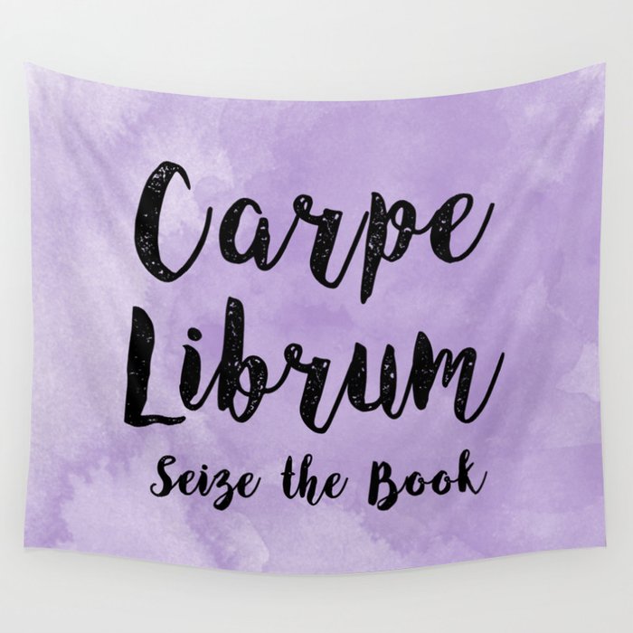 Carpe Librum Purple Wall Tapestry
