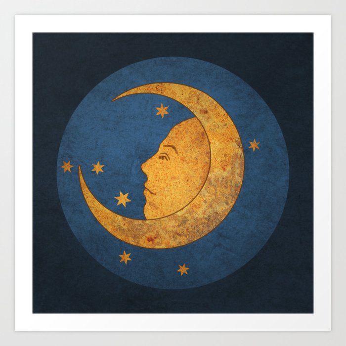 Moon and Stars Recreation of Veit Stoss Rosary Medallion  Art Print