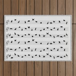 Cute Conceptual Cat Song Music Notation Outdoor Rug