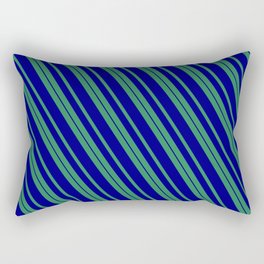 [ Thumbnail: Sea Green & Blue Colored Lines/Stripes Pattern Rectangular Pillow ]
