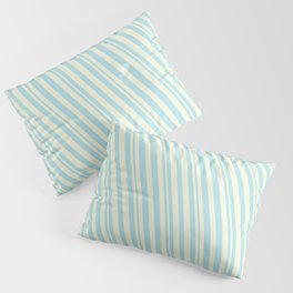[ Thumbnail: Beige & Powder Blue Colored Lined/Striped Pattern Pillow Sham ]