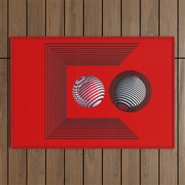 geometry on red background -1- Outdoor Rug