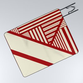 Triangle stripes - Red & Cream Picnic Blanket