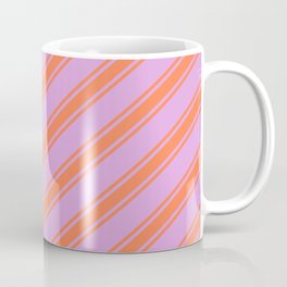 [ Thumbnail: Plum & Coral Colored Lines/Stripes Pattern Coffee Mug ]