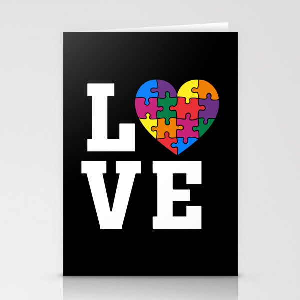 Autism Puzzle Heart Love Stationery Cards