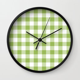 Classic Check - leaf green Wall Clock