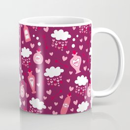 Valentine's love potion bottles clouds burgundy Mug