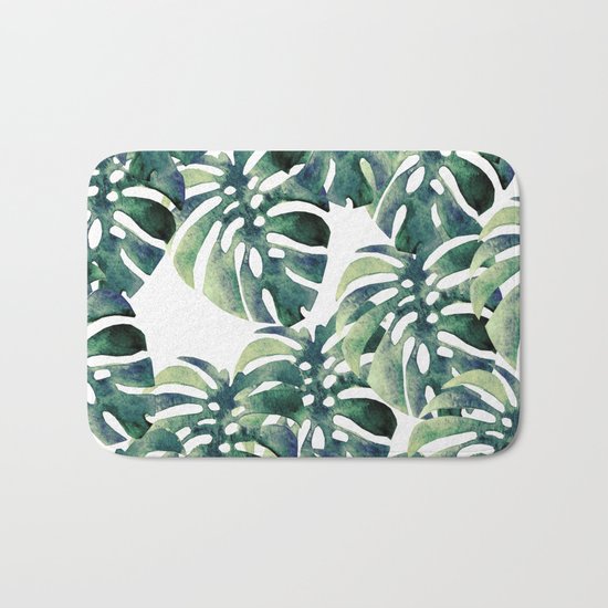 Monstera Pattern Bath Mat