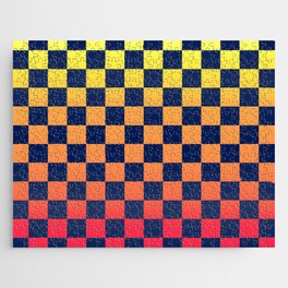 Checkered Sunset Gradient (Vintage) Jigsaw Puzzle