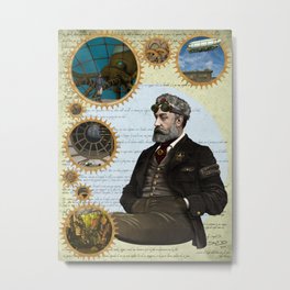 Jules Verne, a Steampunk vision Metal Print