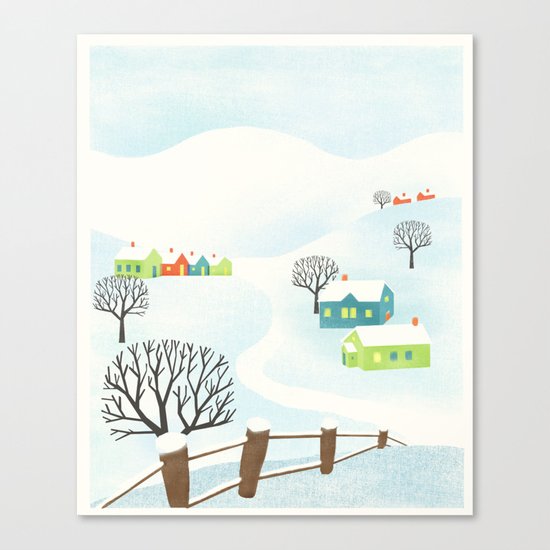 Snowy Little Town Canvas Print