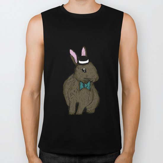 Rabbit in Bowler Hat and Bow Biker Tank