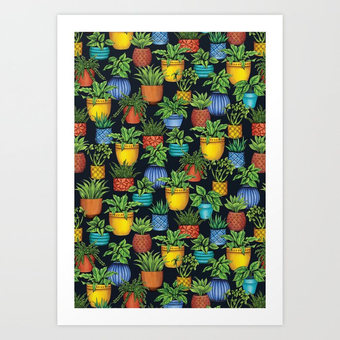 Houseplants In Colorful Planters Art Print