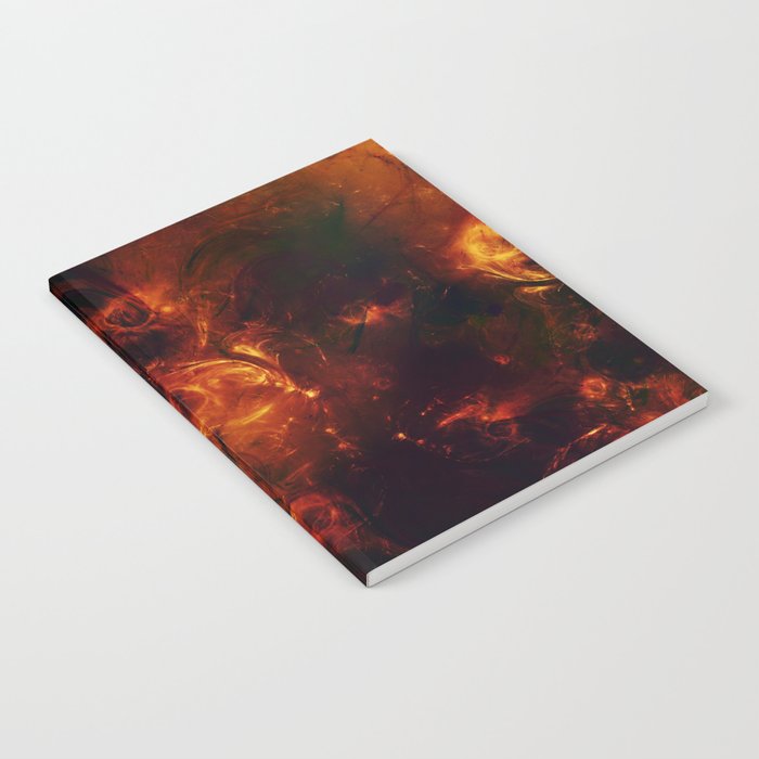 Molten Fire Burst Flames Black and Orange Abstract Artwork Notebook