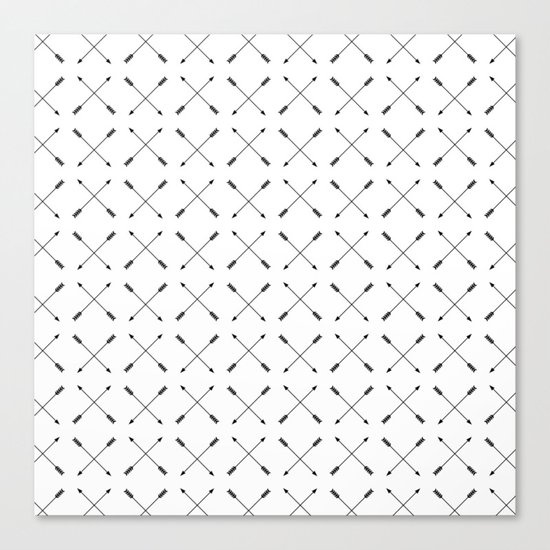 Crossed Arrows Pattern - Black and white Canvas Print