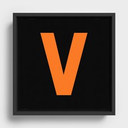 Letter V (Orange & Black) Framed Canvas