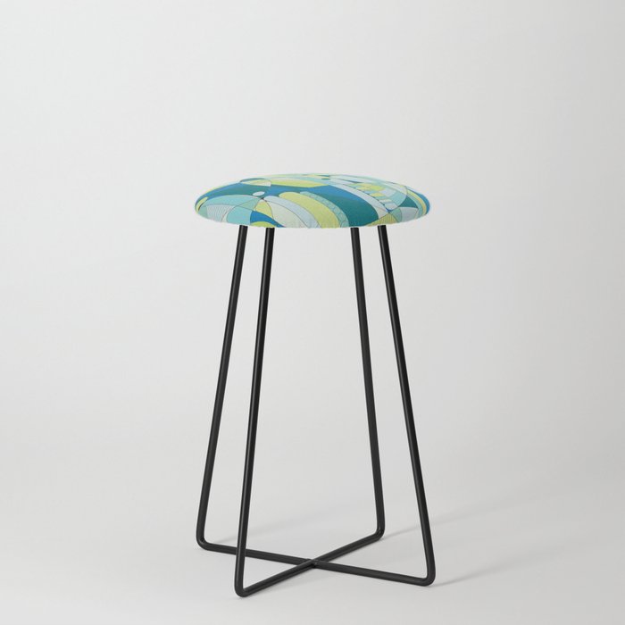 BLUE AND GREEN GEO Counter Stool
