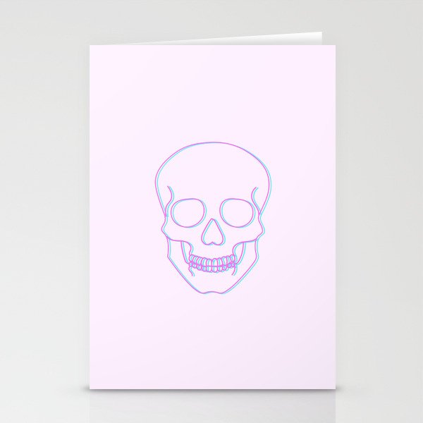 Neon Minimalist Skull Stationery Cards