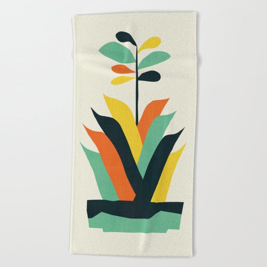 Exotic geometric plant Beach Towel