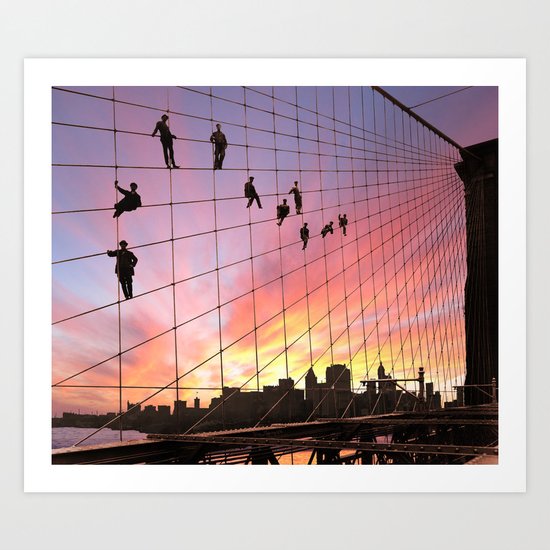 Brooklyn Bridge Painters Quitting Time Art Print