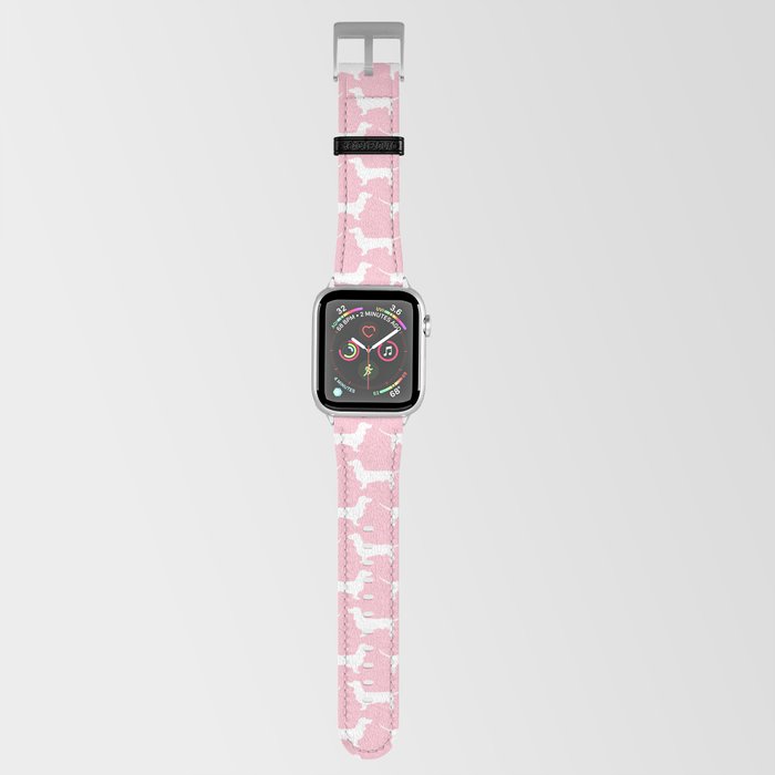 Pink Dachshund Silhouette Pattern Apple Watch Band