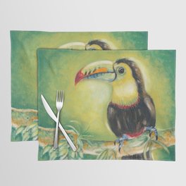 Toucan Bird Exotic Tropical Green Jungle Watercolor  Placemat
