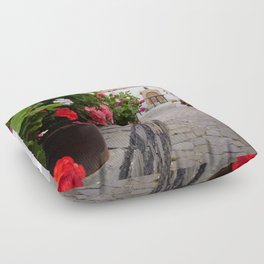 Spain Photography - Street Filled With Wonderful Flowers Floor Pillow