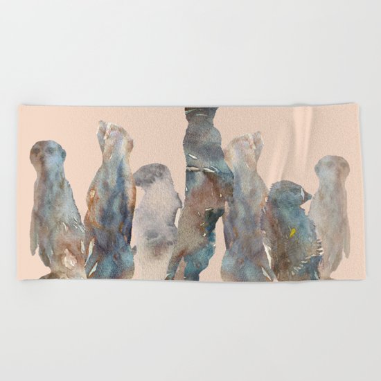 Meerkats Meeting Beach Towel