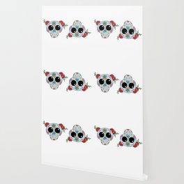 Sugar skull with flowers and bee Wallpaper