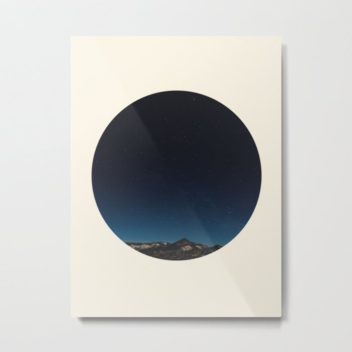 Mountain Against Beautiful Ombre Blue Sky & Star Sky Metal Print