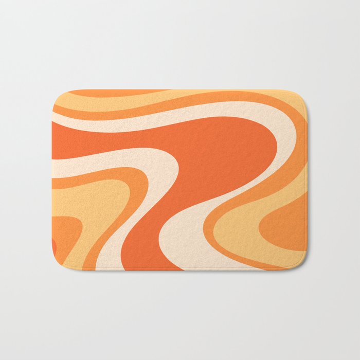 Tangerine Wave Machine - Retro Orange Abstract Bath Mat