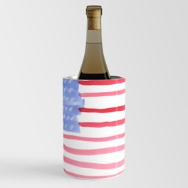 American Flag 4th of July watercolor design Wine Chiller